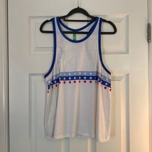 Honeydew racerback swing tank top, red white & blue stars, size juniors XL